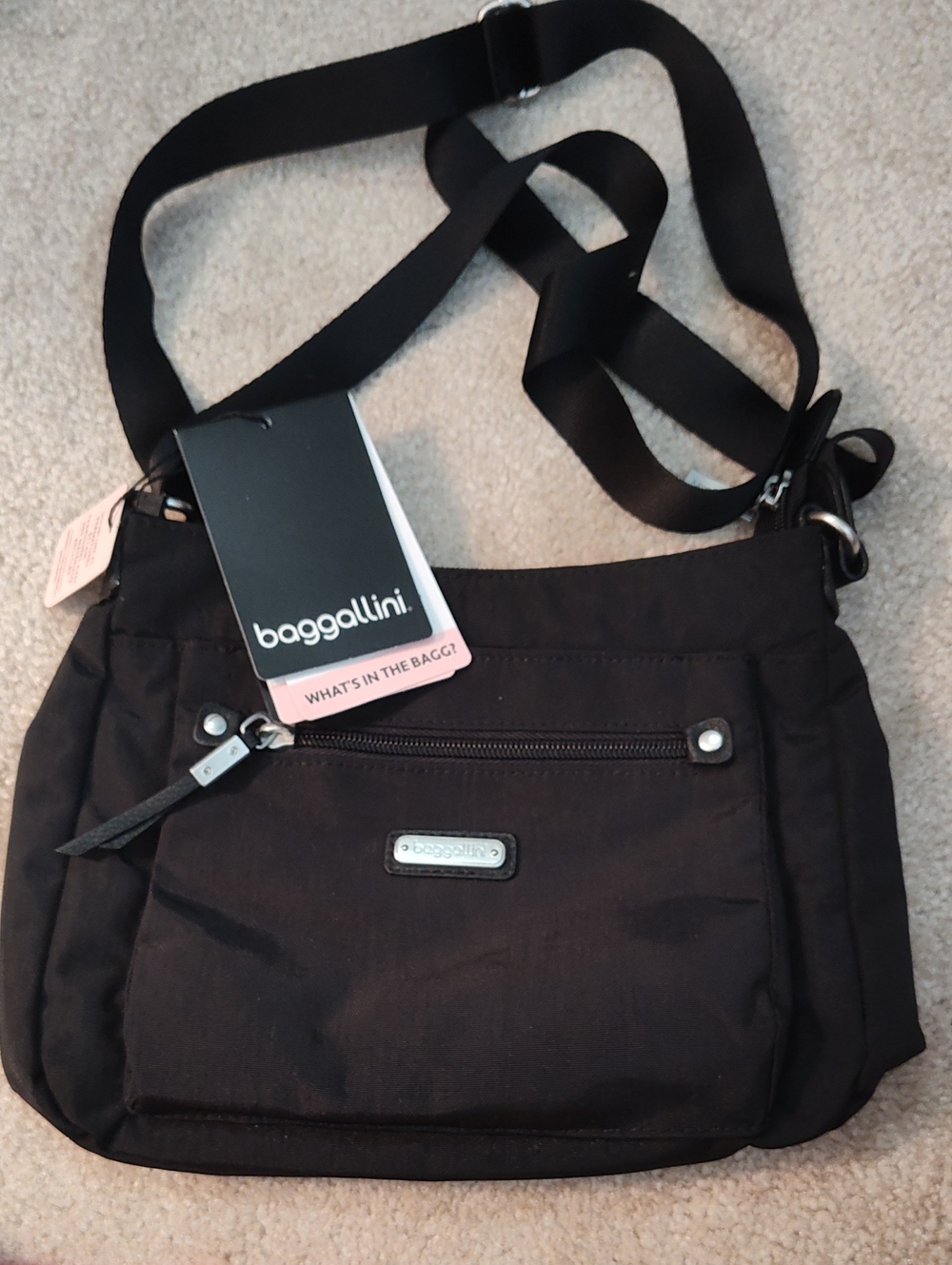 Baggallini Black Crossbody Bag with Front Zip Pocket